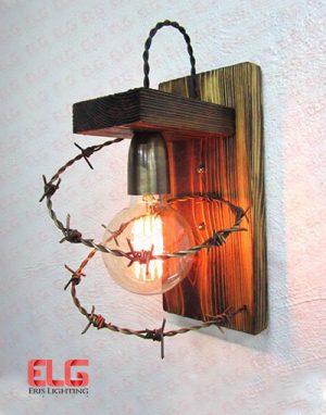 چراغ دیواری چوبی مدل سیم خاردار