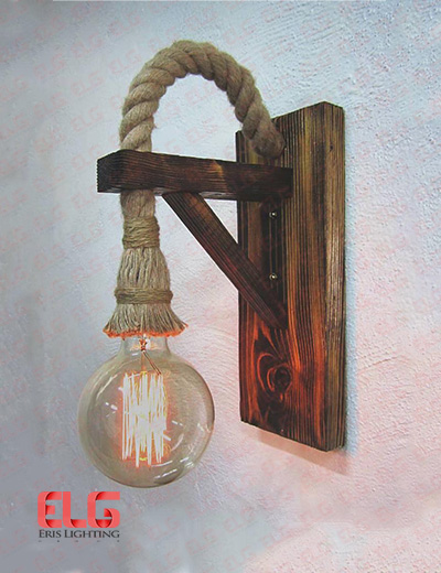چراغ دیواری چوبی کنفی لامپ خور