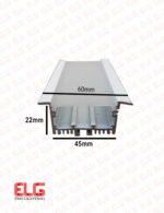 قاب چراغ لاینی توکار کد 09 رویه 60 و عمق 22 میلی متر با دیفیوزر