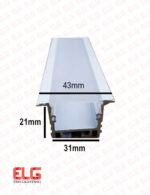 پروفیل لاینر توکار کد 05 رویه 43 و برش 31 میلی متر با دیفیوزر
