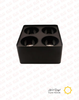 چراغ سیلندری روکار مربع چهار قلو رفلکتوردار 10*4 وات یزد نور