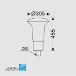 مشخصات ابعاد چراغ پارکی تولیپ DA2 شفاف مازی نور