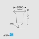 مشخصات ابعاد چراغ پارکی تولیپ A1 حباب ساتن مازی نور