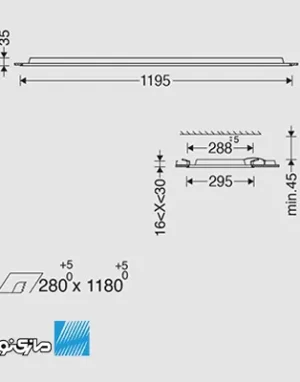 پنل 120*30 توکار سقفی 54 وات برای سقف یکپارچه مازی نور