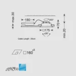 مشخصات ابعاد پنل تک خانه مولتی دانلایت توکار 30 وات مدل آدنا سفید مازی نور