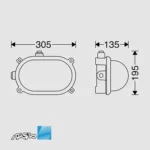 مشخصات ابعاد چراغ تونلی برای لامپ 150 و 200 وات مازی نور