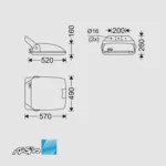 مشخصات ابعاد چراغ خیابانی 250 وات بخار سدیم و متال هالاید مدل وگا مازی نور