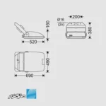 مشخصات ابعاد چراغ خیابانی 400 وات بخار سدیم و متال هالاید مدل وگا مازی نور