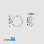 مشخصات ابعاد چراغ سقفی-دیواری (IP66) کرونا سری Climax مازی نور