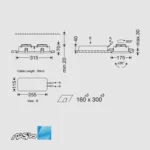 مشخصات ابعاد پنل دو خانه مولتی دانلایت توکار 60 وات مدل آدنا مازی نور