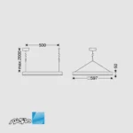 ابعاد مشخصات ابعاد پنل 60 در 60 روکار/ آویز 54 وات بک لایت مدل اپتیلد مازی نور