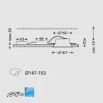 ابعاد چراغ دانلایت توکار 14 وات مدل هلناکامفورت مازی نور