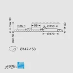 ابعاد چراغ دانلایت توکار 20 وات مدل هلنا مازی نور