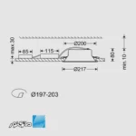 ابعاد چراغ دانلایت توکار 20 وات مدل هلنا کامفورت مازی نور