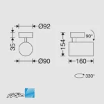 ابعاد چراغ روکار 30 وات مدل هانی مازی نور