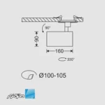ابعاد چراغ سقفی توکار 30 وات مدل هانی مازی نور