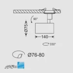 ابعاد چراغ توکار 20 وات مدل هانی مازی نور