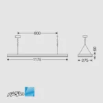 مشخصات ابعاد پنل 120*30 روکار/آویز 42 وات بک لایت اپتیلد مازی نور