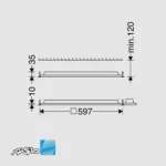 مشخصات ابعاد پنل 60 60 توکار 54 وات بک لایت مدل اپتیلد با دیفیوز مازی نور
