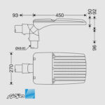 مشخصات ابعاد چراغ خیابانی 150 وات مدل لبیرا L مازی نور