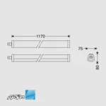 ابعاد چراغ ضد نم وغبار 37 وات مدل ایزولا مازی نور