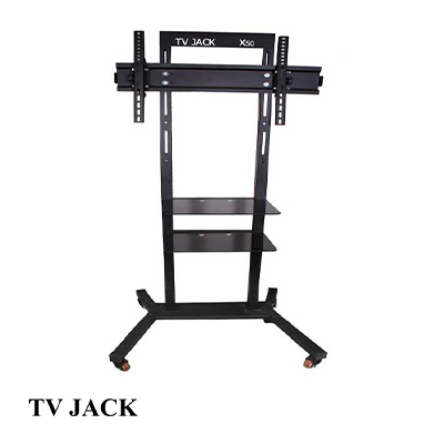 پایه تلویزیون ایستاده چرخ دار تی وی جک مدل X50 مخصوص 43 تا 75 اینچ