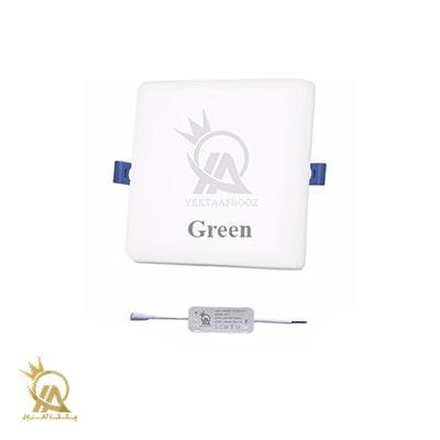 چراغ توکار فنر متغیر تمام نور 12 وات مربعی یکتا افروز سری GREEN