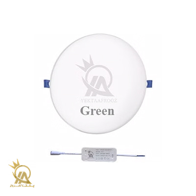 چراغ توکار فنر متغیر تمام نور 12 وات گرد یکتا افروز سری GREEN