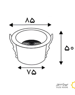 ابعاد چراغ سقفی 12 وات SMD مدل کورسا