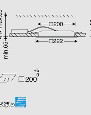 مشخصات چراغ دانلایت توکار 25 وات 20*20 سانتی مدل آریانا سری Reliance مازی نور